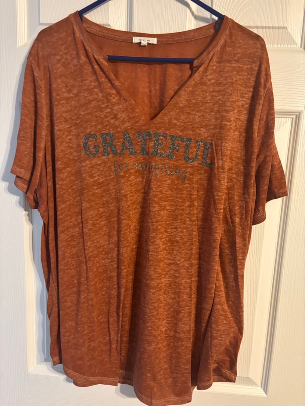 Maurices Burnt Orange 'Grateful' Short Sleeve Tee with Glitter Text